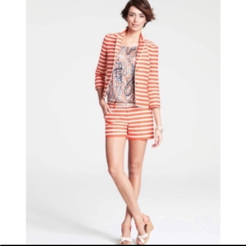 Ann Taylor Riviera Orange & Cream Stripe Blazer Jacket